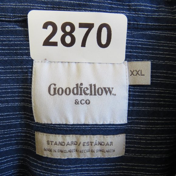 Goodfellow* Men's Short Sleeve‎ Button Down Straight Hem Striped Shirt~ Size XXL - Picture 3 of 12